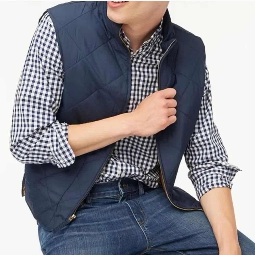 J. Crew Quilted Navy Walker Puffer Vest Size XL